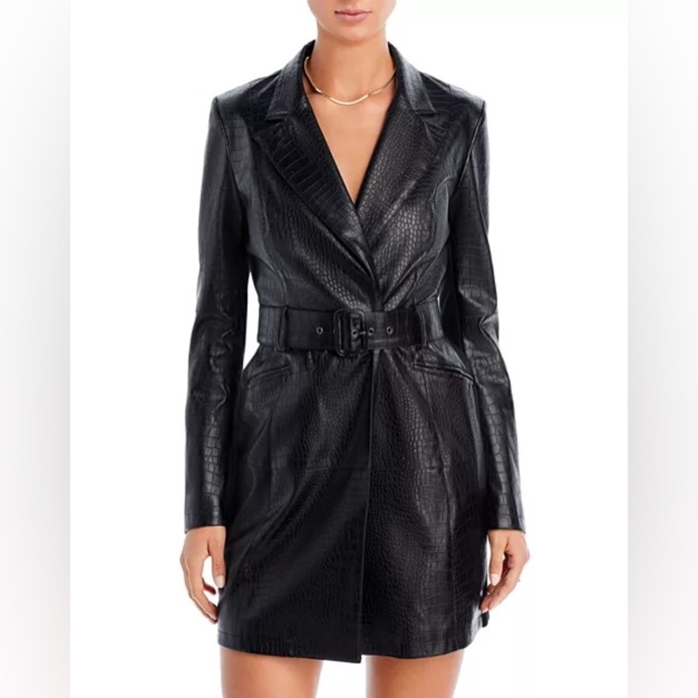 French Connection | Faux Leather Belted Jacket Dress